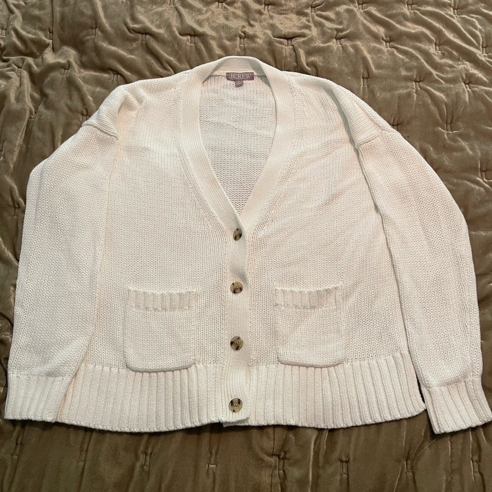 J. Crew Women's White Cardigan Sweater